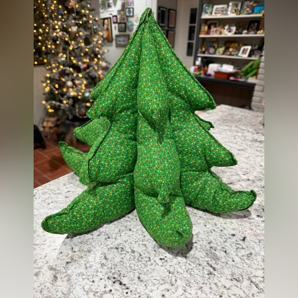 Vintage 1970s Christmas Tree Pin Cushion Handmade Pillow